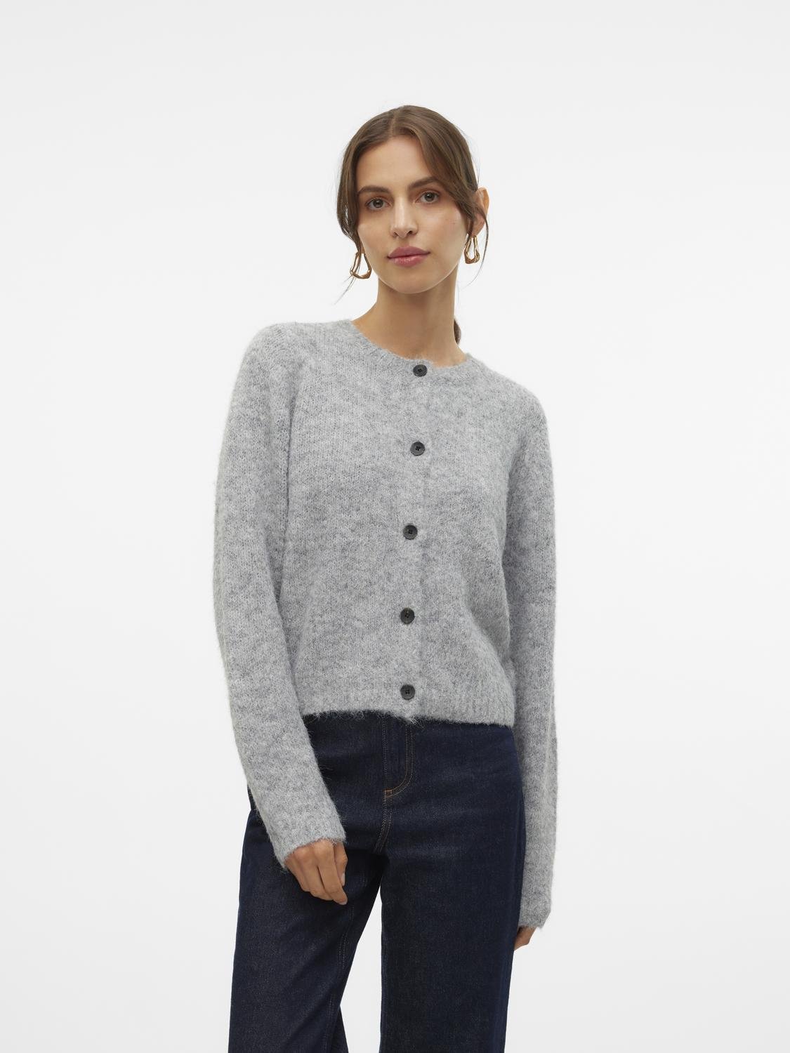 VMNOVAH Knit Cardigan - Medium Grey Melange - VERO MODA & VILA Bergvik